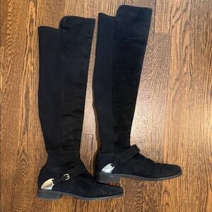Stuart Weitzman Black Over-the-Knee Suede Riding Boots